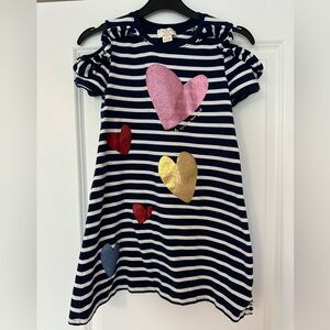 kate spade Navy and White Striped Girl Dress with Heart Details- Size 10